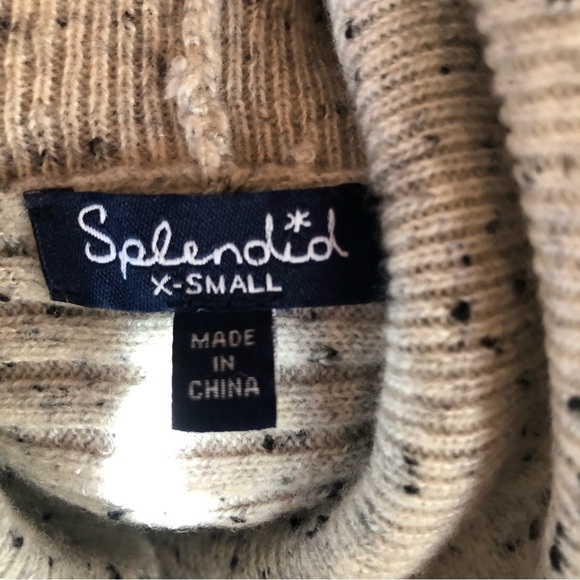 NWOT Splendid Cashmere turtleneck salt and pepper heathered oversize size XS - Picture 9 of 11